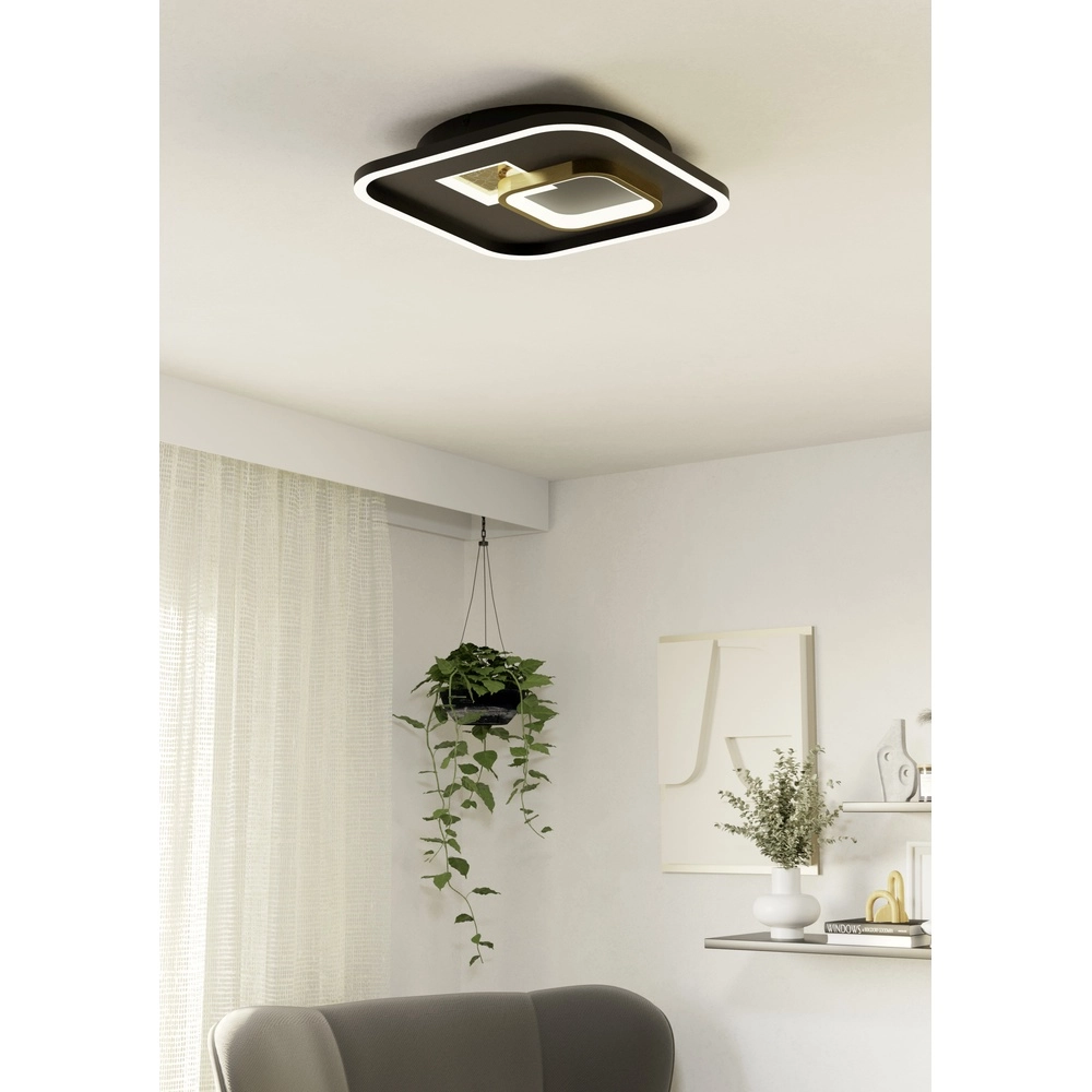 Design ceiling lamp Tiriolo LED - Black with Gold - 38x38cm Eglo 9008606316373