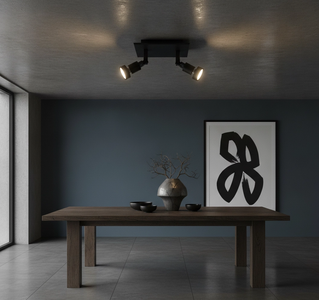 Double surface-mounted spot Tech II black