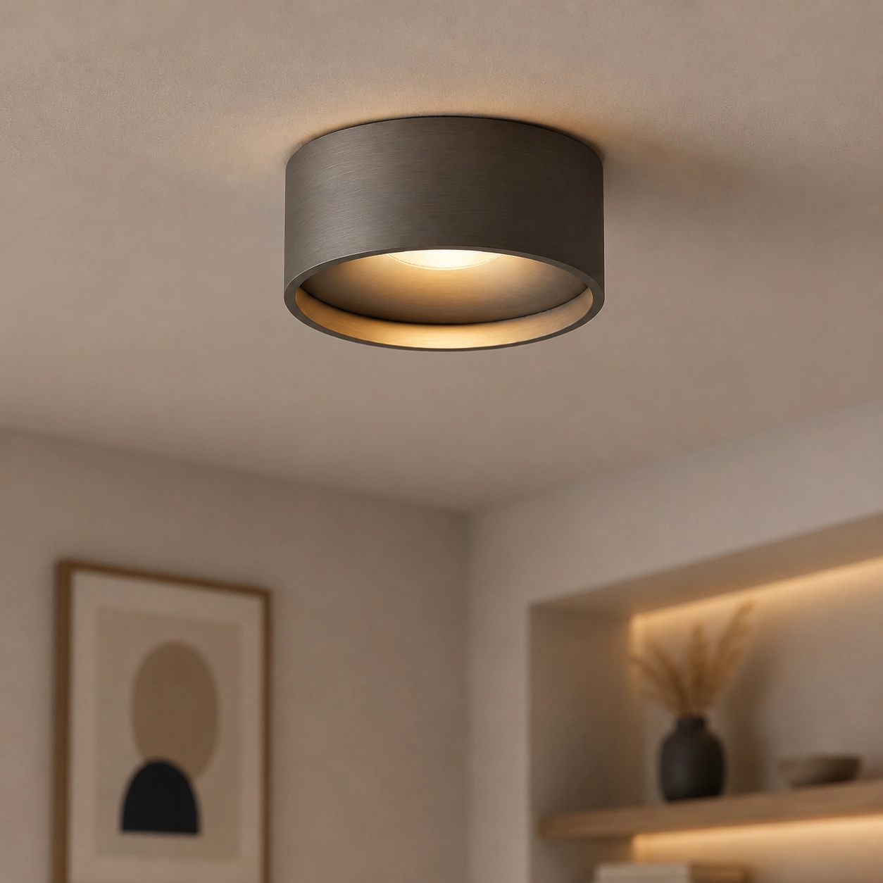 Bathroom ceiling light Oran Ø 12cm - Gun metal