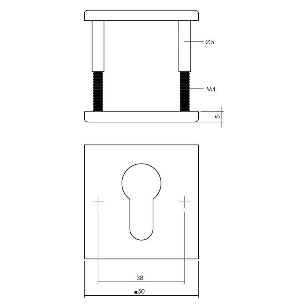 Set of 2 Cylinder Rosettes Tira square stainless steel Intersteel 8714186635490