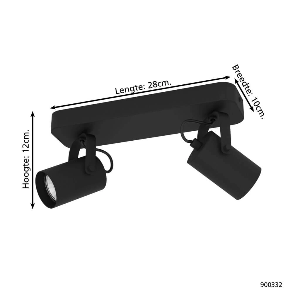 Black ceiling spotlight Sorego 2-light Eglo 9008606239085