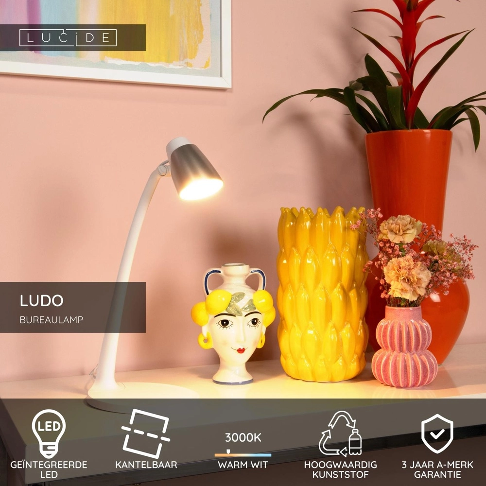 Desk lamp Ludo white Lucide 5411212185884