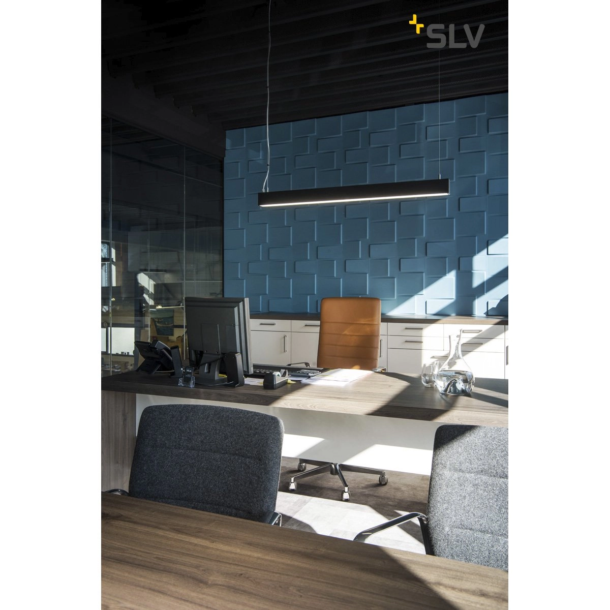 Office hanging lamp Glenos 4000K 100cm black SLV 4024163196970