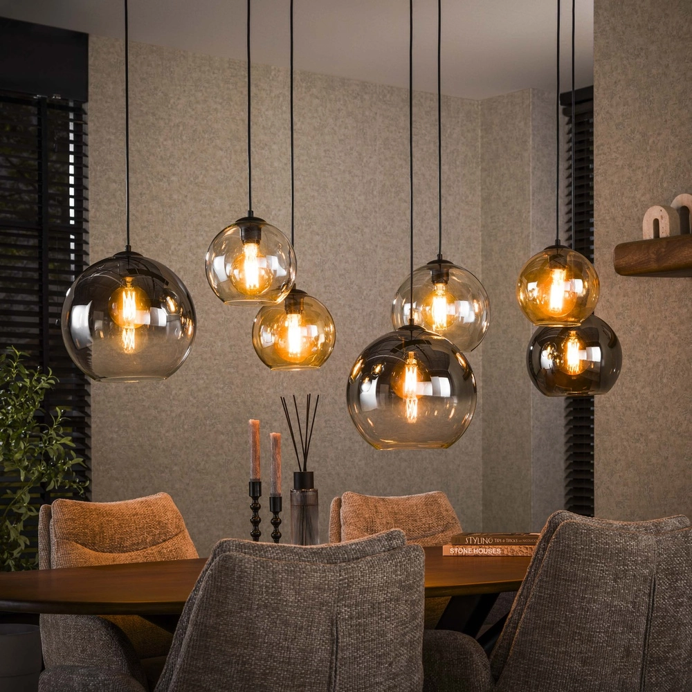 Pendant lamp with 7 glass shades Multi