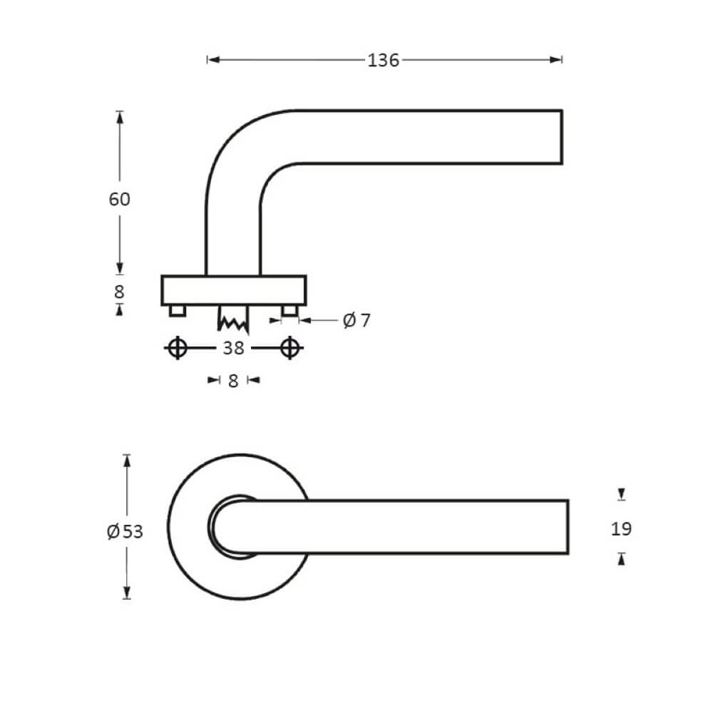 Door handle Lisa rosette with ridge stainless steel Intersteel 8714186129913