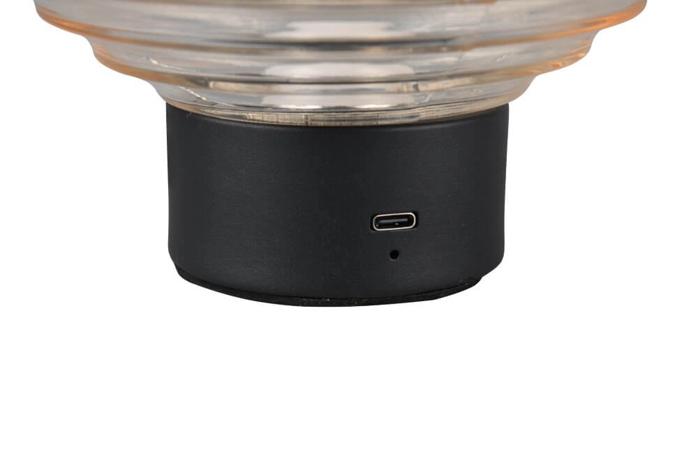Rechargeable table lamp black Earl Amber glass Trio 4017807601923