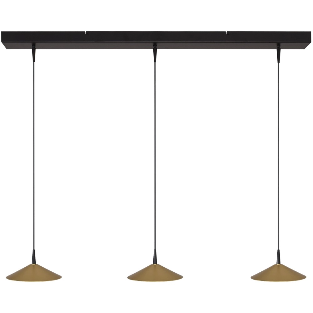 3-light pendant lamp Ceppo black with gold Ø 18cm