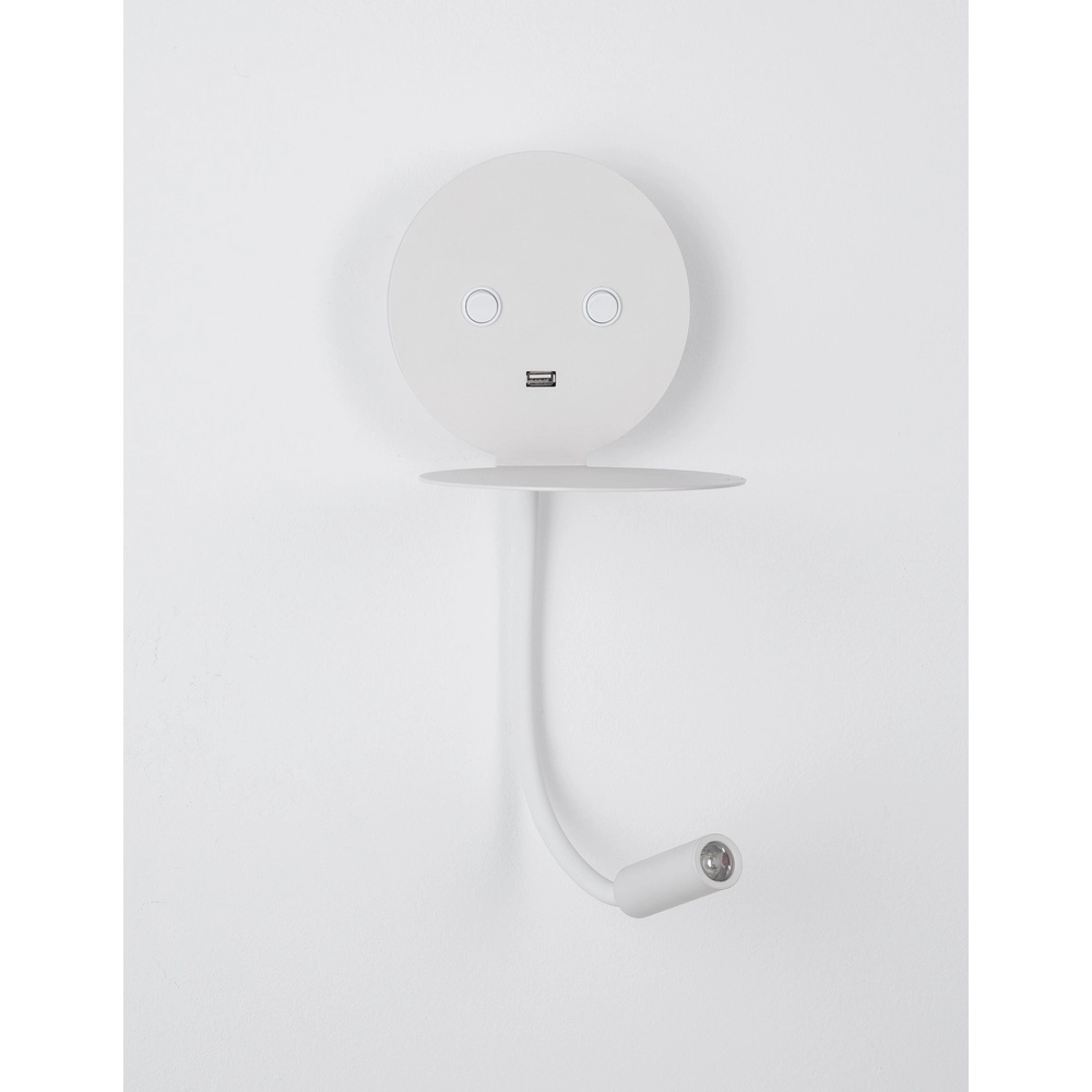 Bedside lamp Eclip White with USB Lyora 5212017423689