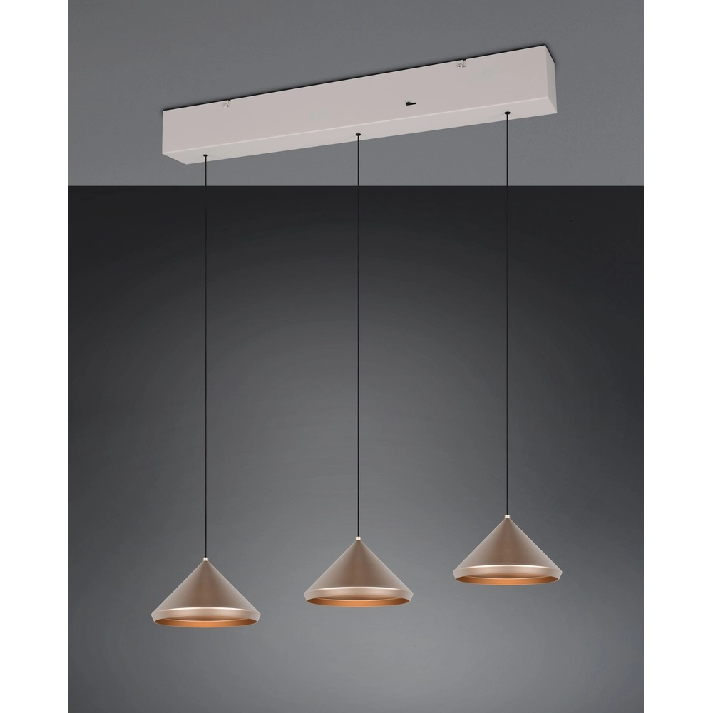 3-light pendant lamp Laguna coffee brown