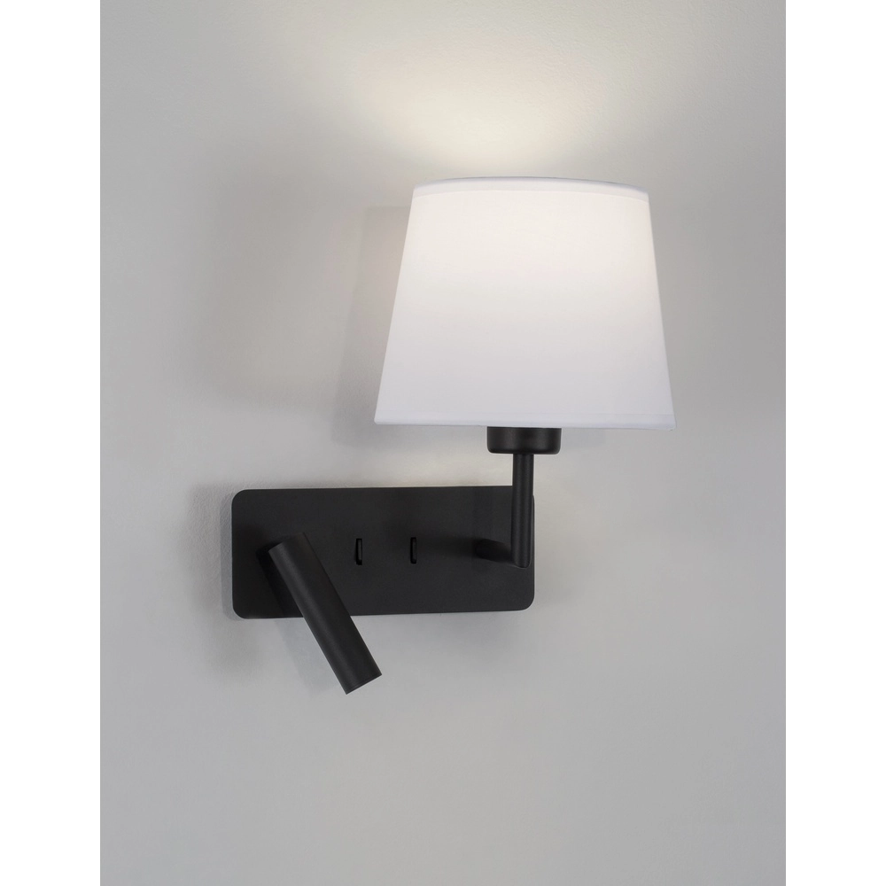 Wall lamp Savona black with white hood
