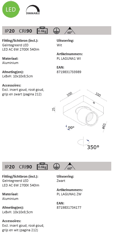 Led surface mounted spot Laguna black Artdelight 8719831734177