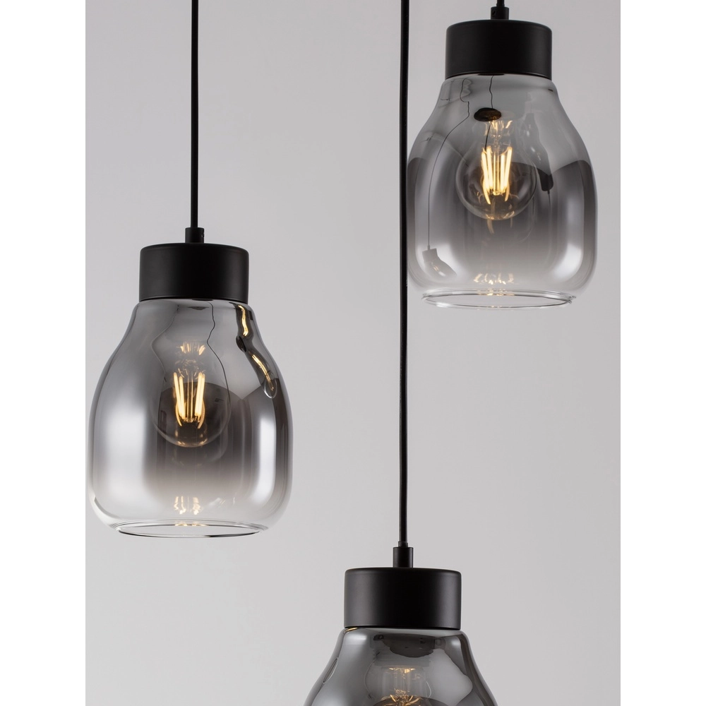 Pendant lamp Blacu 3-light black round Lyora 5212017447487