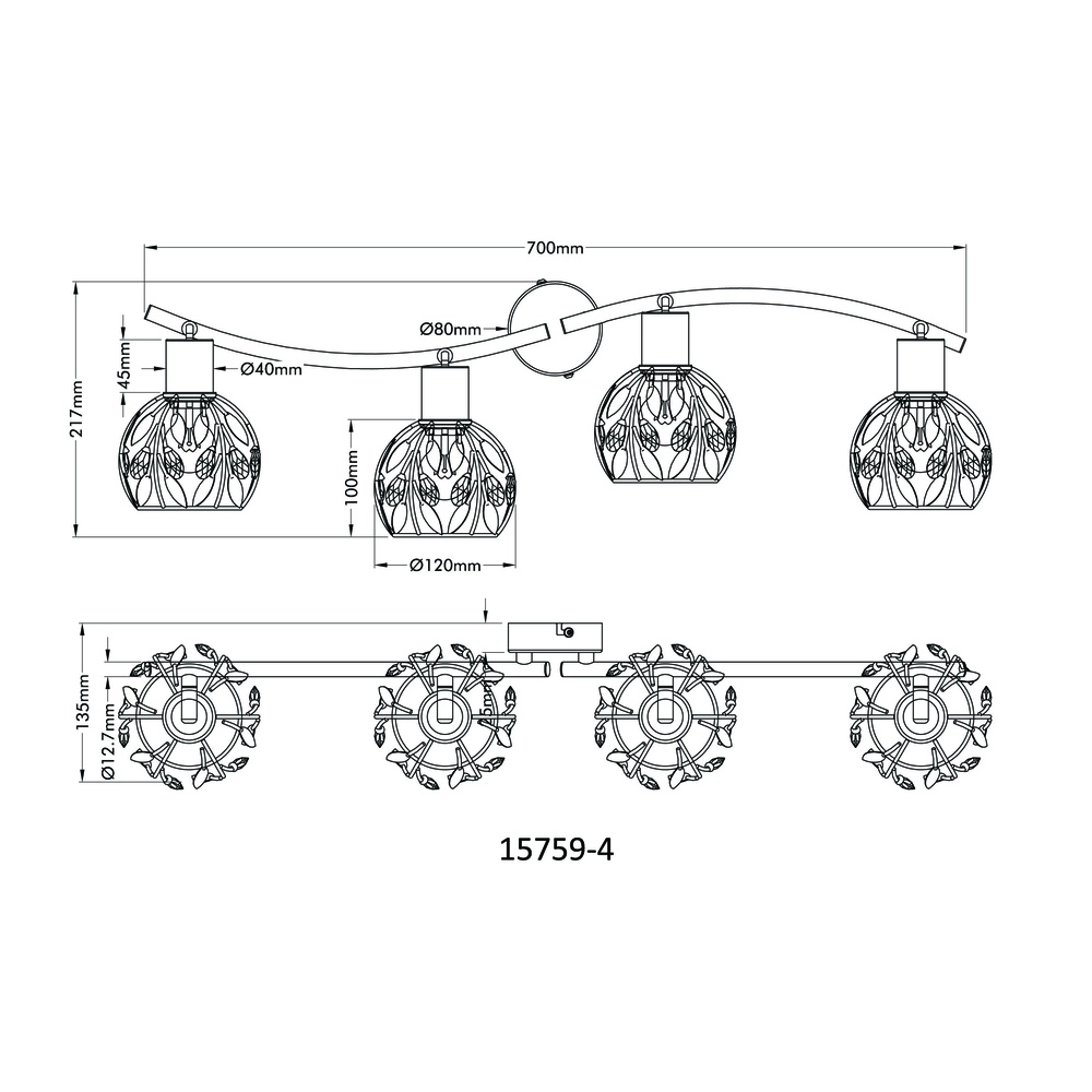 Country ceiling lamp Mika Black Globo 9007371528295