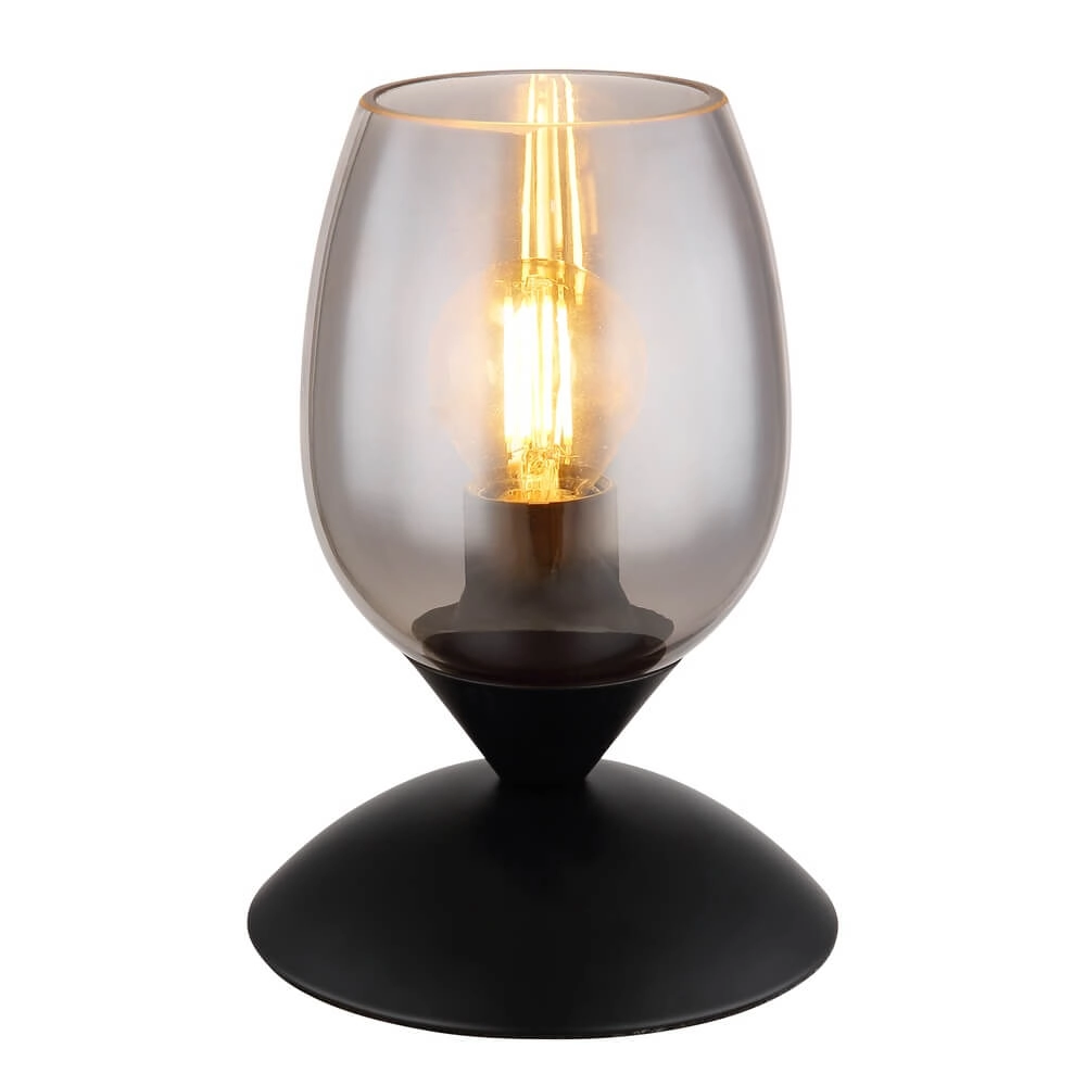 Table lamp Kuwaita black with smoke glass
