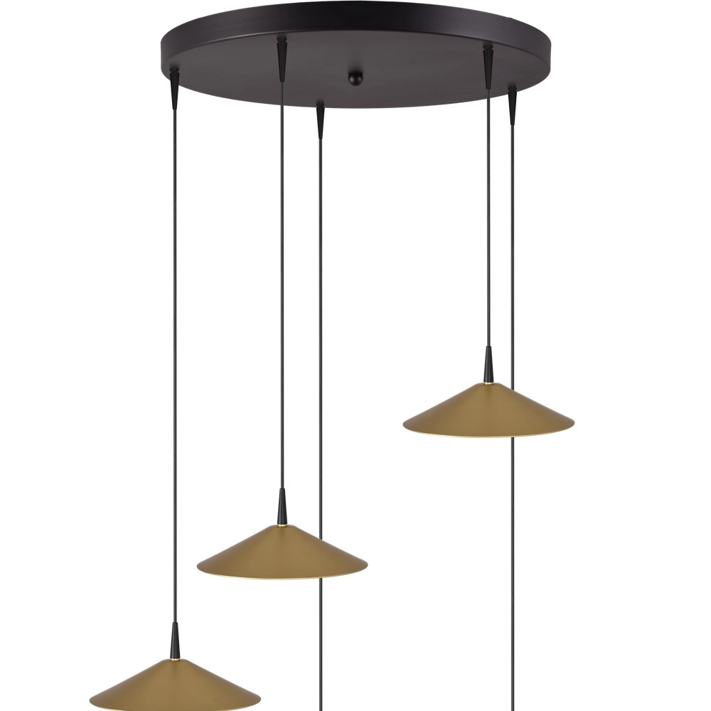 5-light pendant lamp Ceppo black with gold Ø 22cm round Masterlight 8718121358734