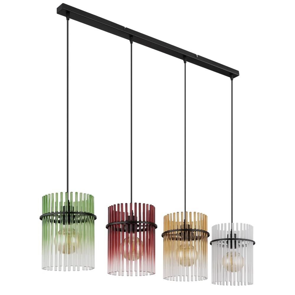 Black pendant lamp Gorley Coloured glass 4-lights Globo 9007371484003