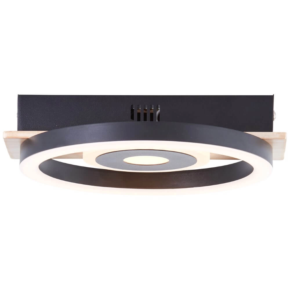 Ceiling lamp Maureen Ø 20cm black with wood Brilliant 4004353420054