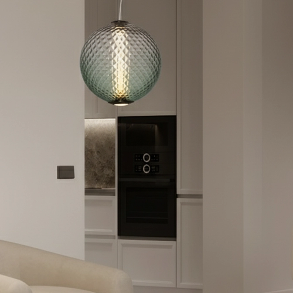 Pendant lamp Aora Convex Green Glass