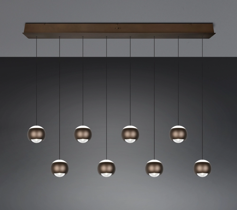 8-light LED pendant light Orbit Dining Table - Platinum Brown Trio 4017807686616