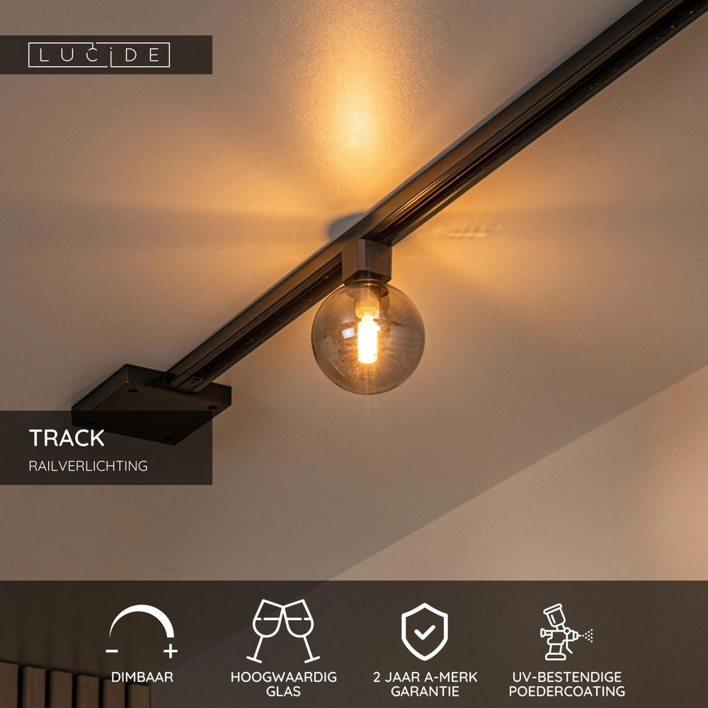 Rail spot Track Tycho 1-phase black with smoke Lucide 5411212093929