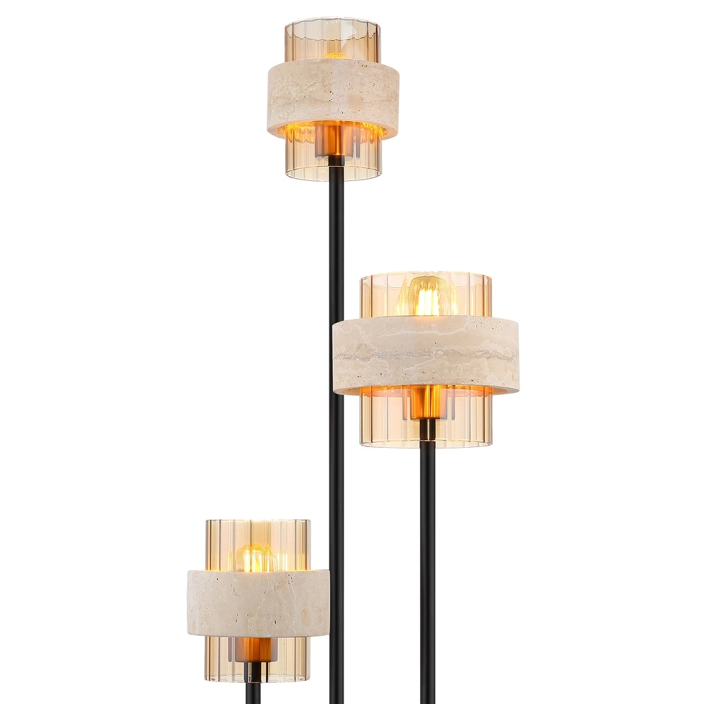 3-light floor lamp Daren black with marble Globo 9007371580675
