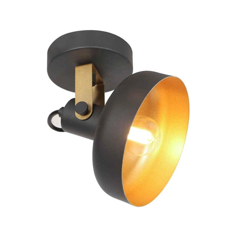 Wall lamp Prato black with gold Steinhauer 8712746176377