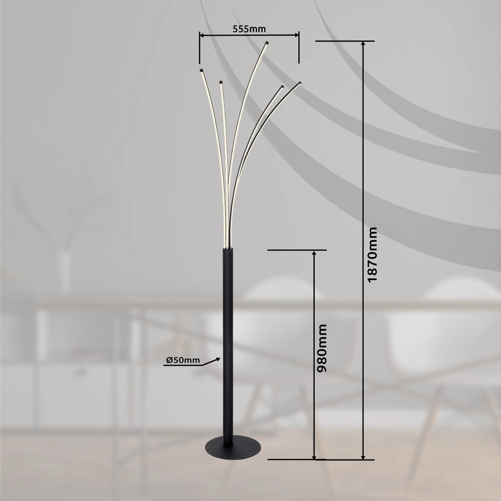 Modern floor lamp Bizzy Black light color adjustable Globo 9007371440276