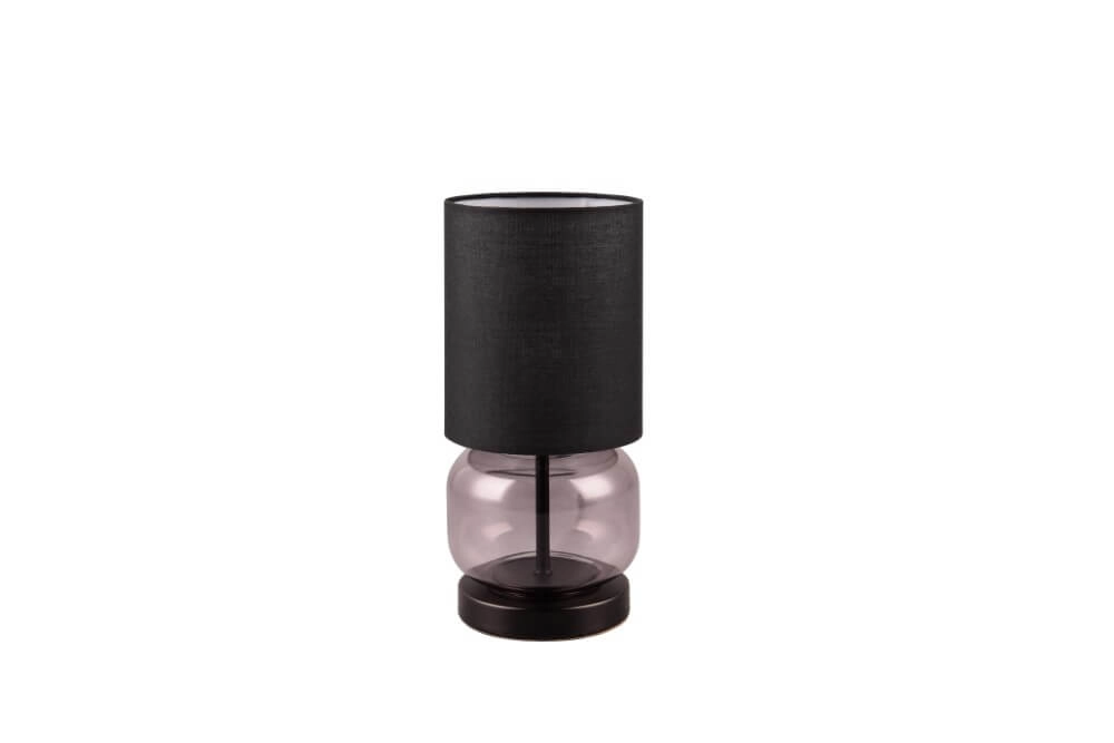 Black table lamp Elio with smoke glass Trio 4017807601039