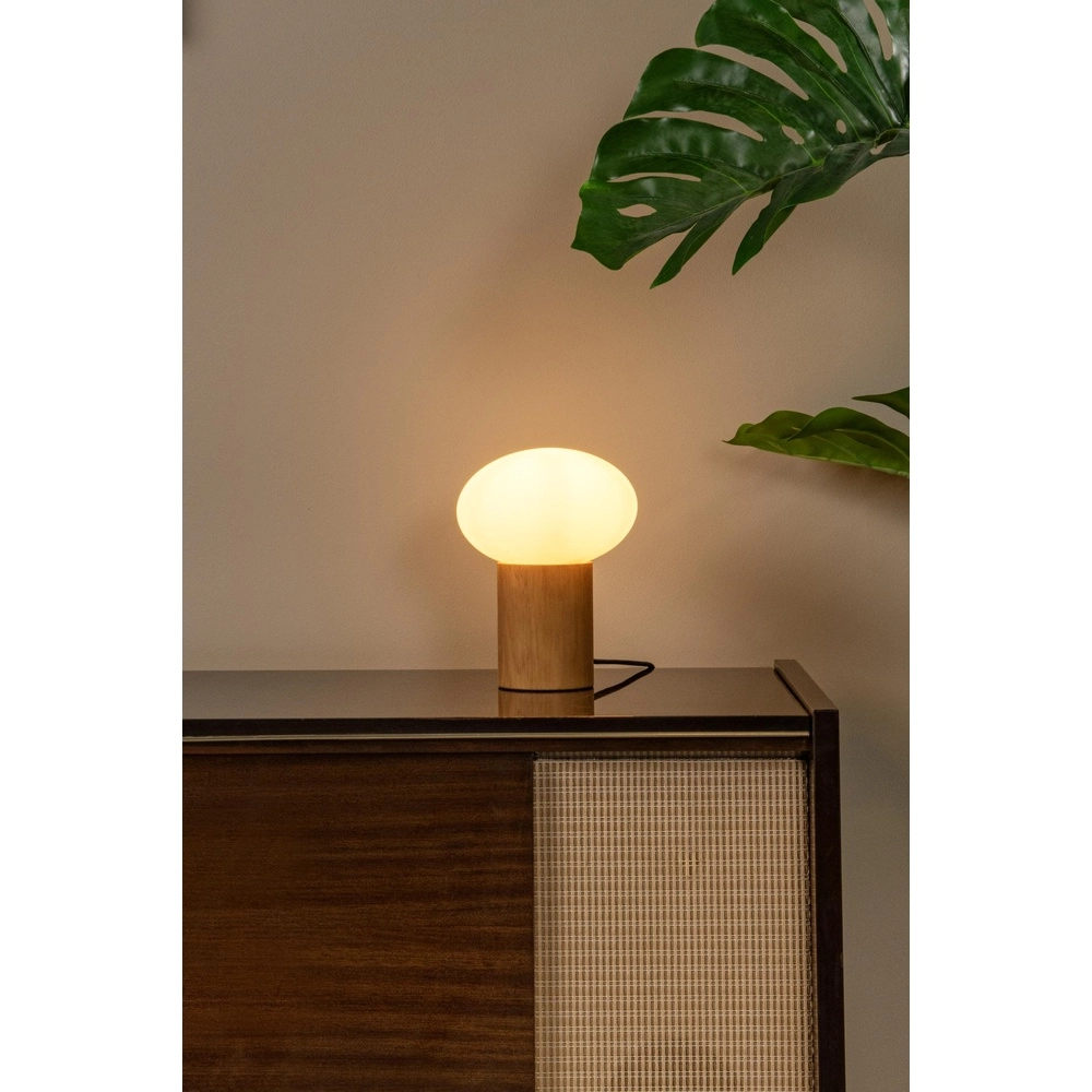 Scandinavian table lamp Birtle wood with white Lucide 5411212051721