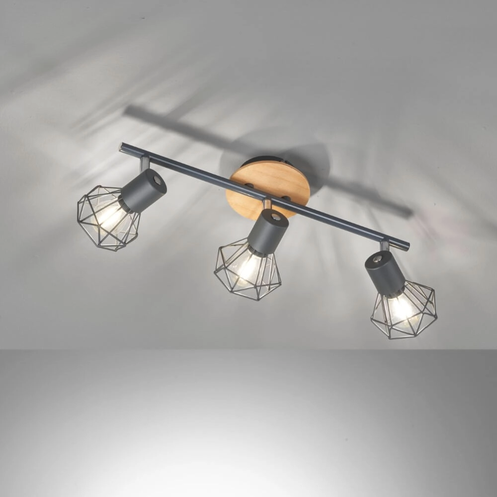 3-light ceiling lamp Ran black Fischer & Honsel 4003694213875