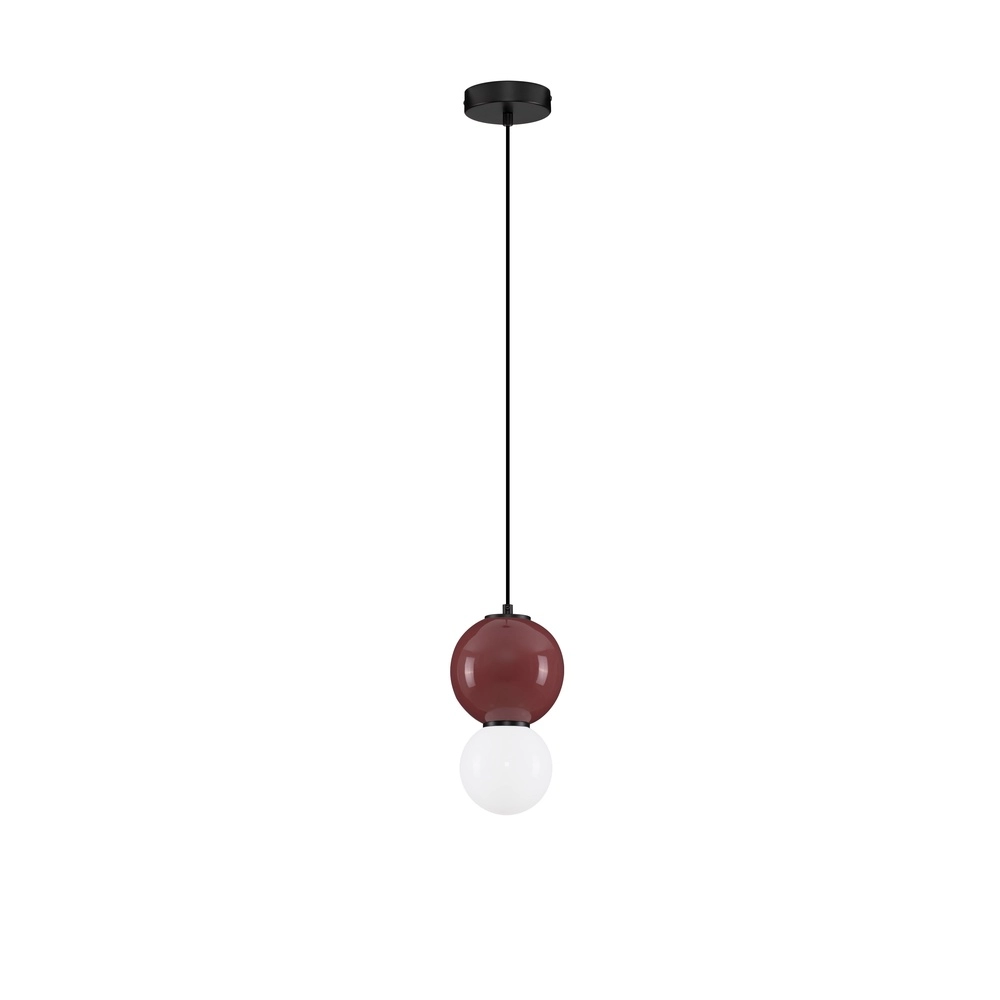 Pendant lamp Noesis Ø 15cm burgundy red with white