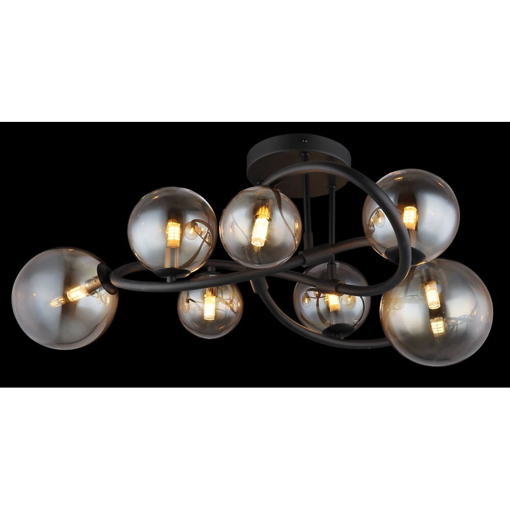 Black ceiling lamp Tuberius Design 7-light Globo 9007371446445