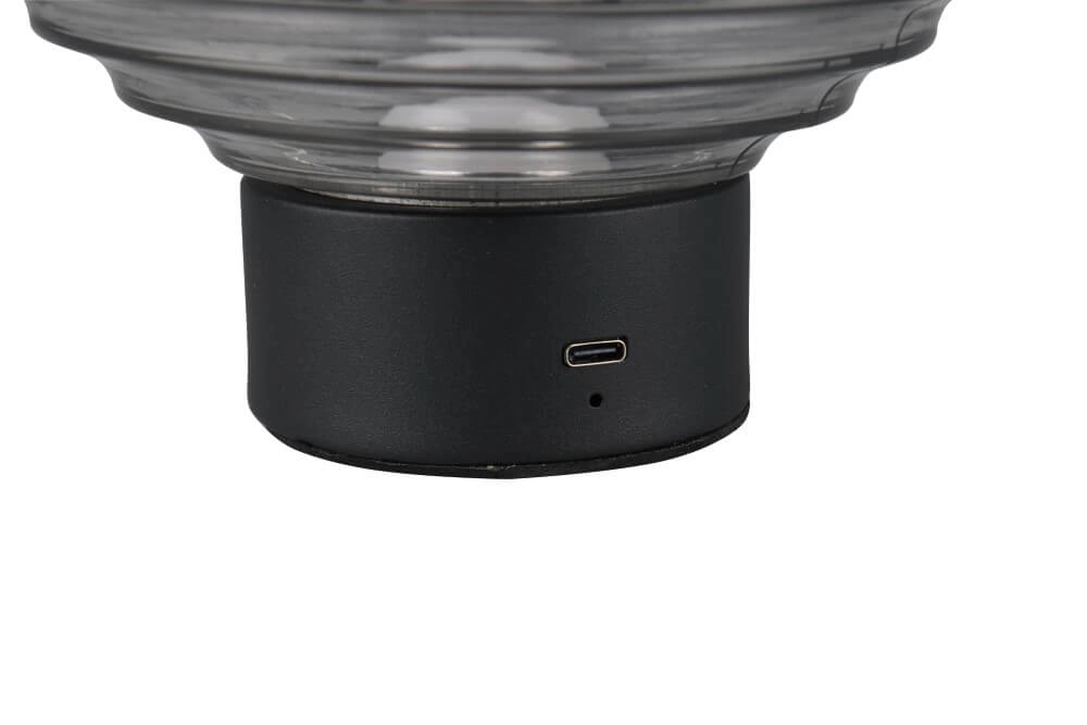 Rechargeable table lamp black Earl smoke glass Trio 4017807601916