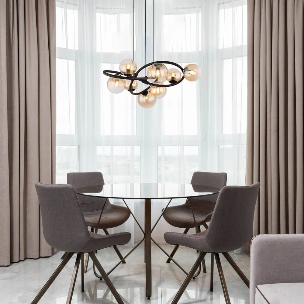 Black pendant lamp Tuberius Design 8-light Globo 9007371449446