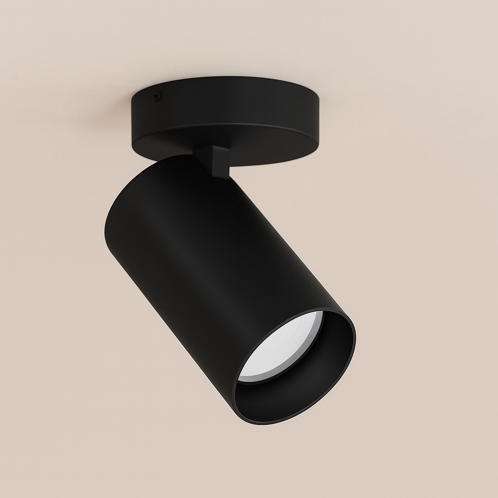 Black surface-mounted spotlight Mono tiltable