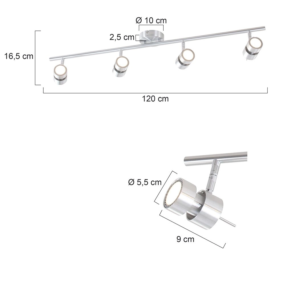 LED ceiling spot Natasja Led 4-light gray Steinhauer 8712746112016