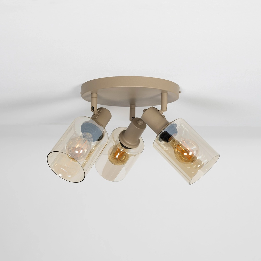 Plafondlamp rond Sepiora 3-lichts zand bruin Lyora 8716803515222