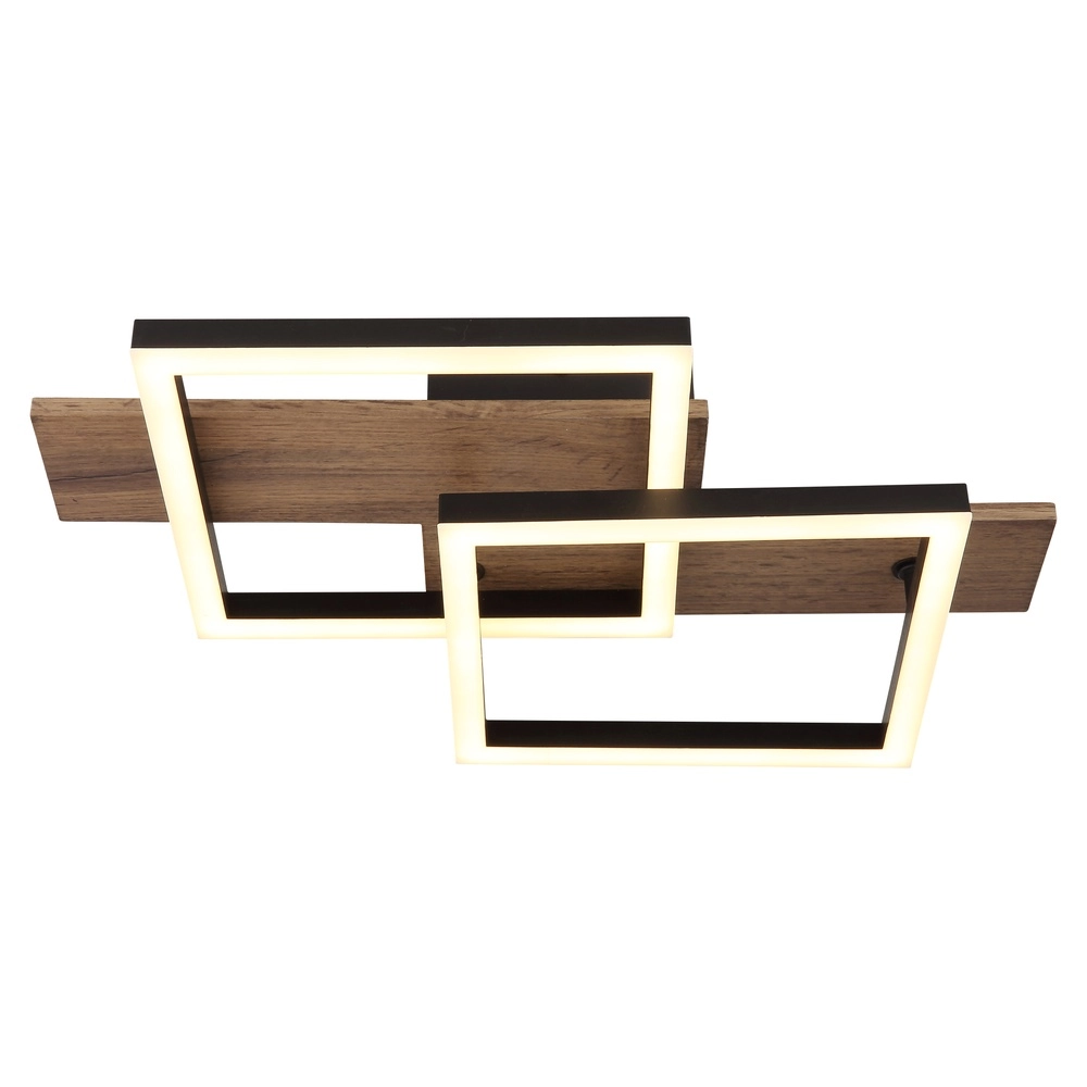 Design ceiling lamp Jeffry black with wood 44cm Globo 9007371507597