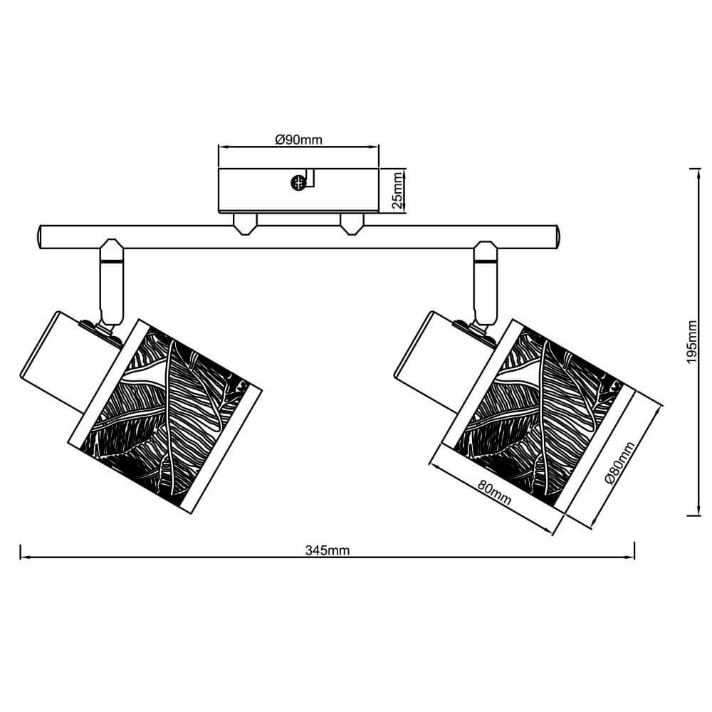 Black ceiling lamp Bano 2-light Brilliant 4004353413476