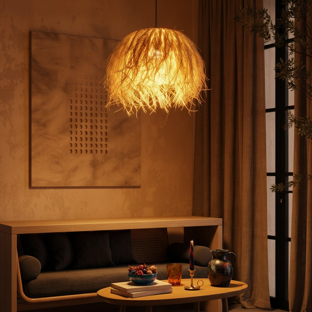 Rattan pendant lamp Jaunet Ø 65cm