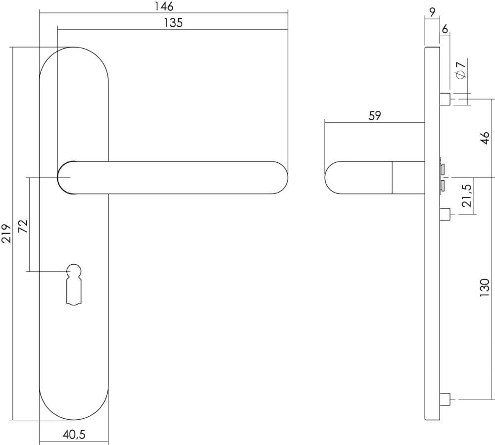 Door handle Rond Keyhole 72mm Stainless Steel Intersteel 8714186176191