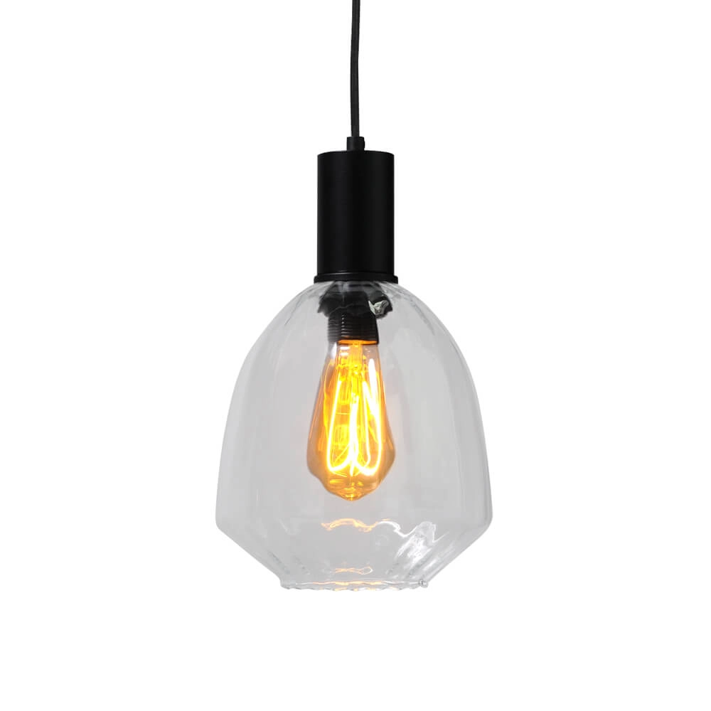 3-light hanging lamp - black - Porto with Nicolette glasses Masterlight 8718121270098