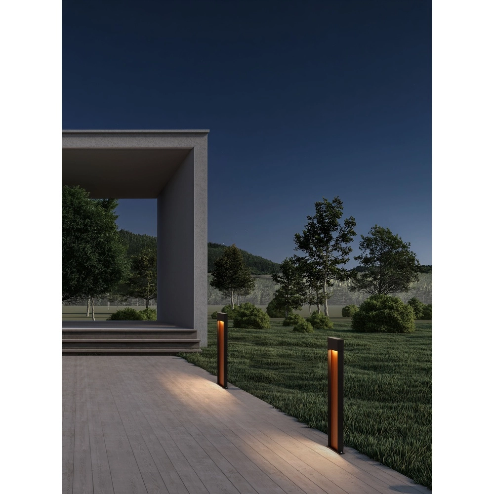 Design garden lamp Noray black with wood 78cm - 2700K Lyora 5212063504332