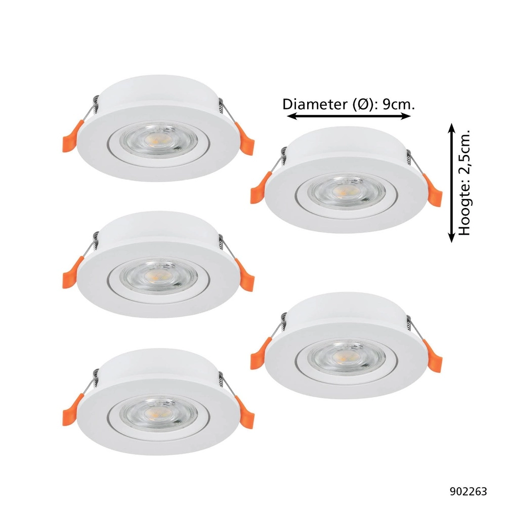 Set of 5 recessed spotlights Barranco white Ø 9cm - 3-step CCT Eglo 9008606359455