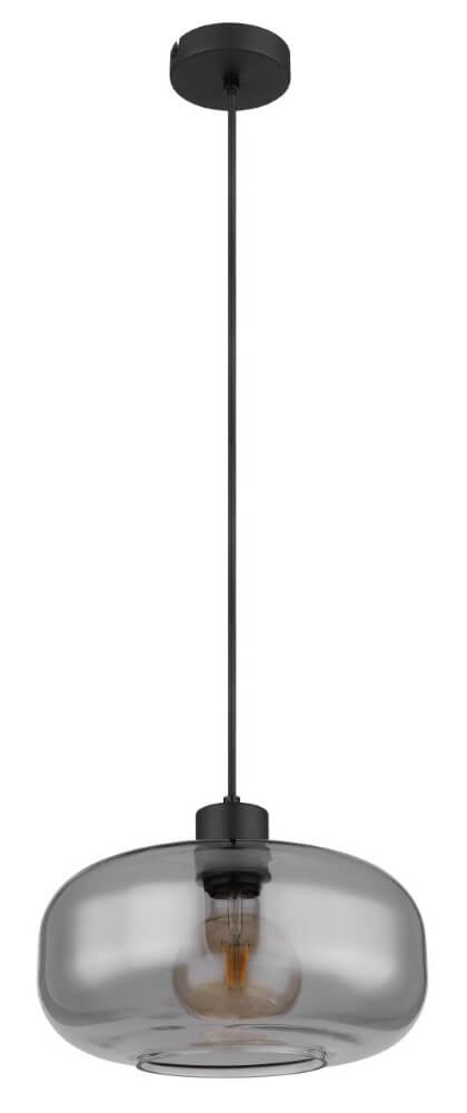 Black pendant lamp Giuseppe smoke glass Globo 9007371441211