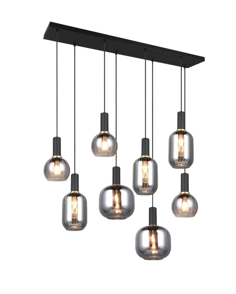 Dining room pendant lamp Diva 8-light - smoke glass Trio 4017807614589