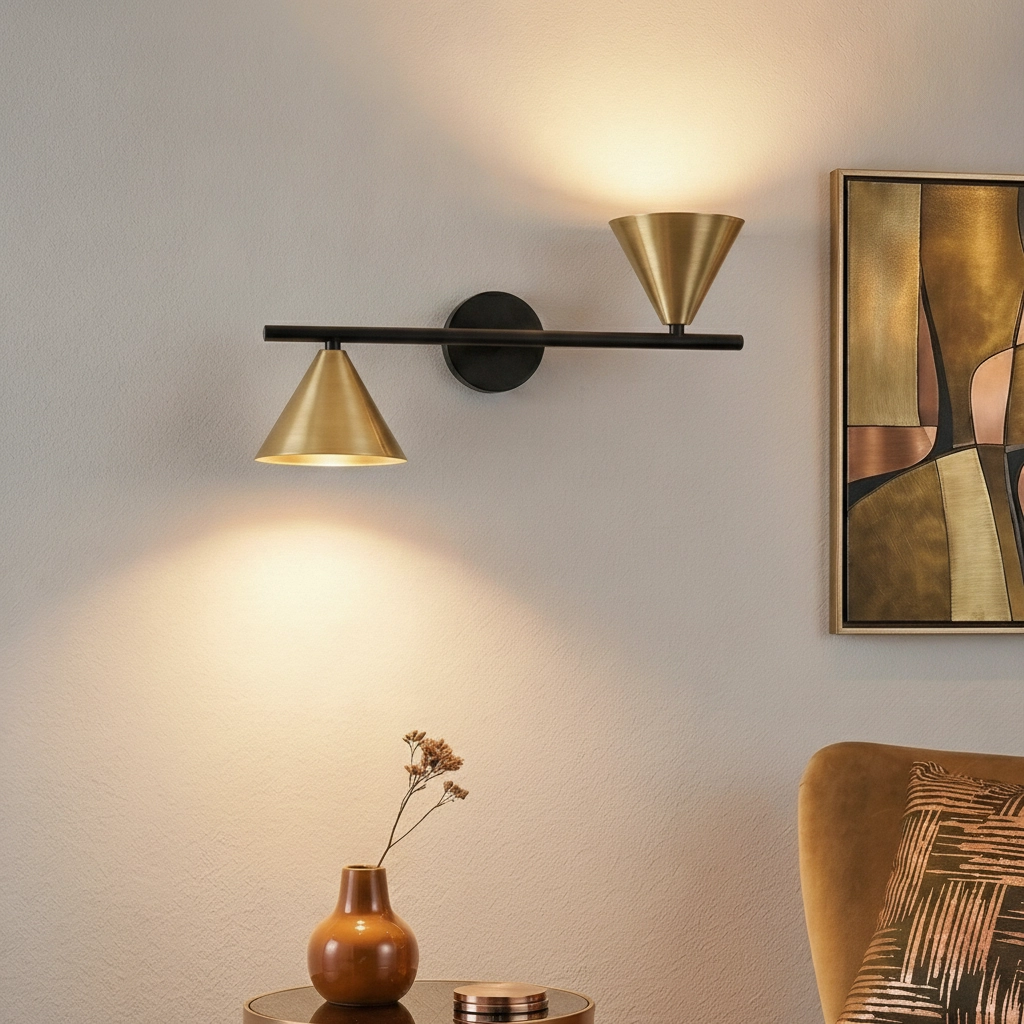 Wall lamp Conico Double Black with Gold
