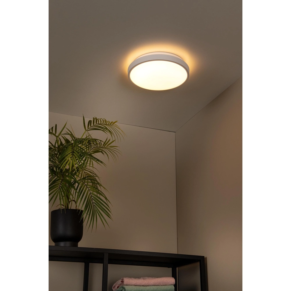 White ceiling light Dasher Ø 29.3cm IP44 for bathroom Lucide 5411212792082