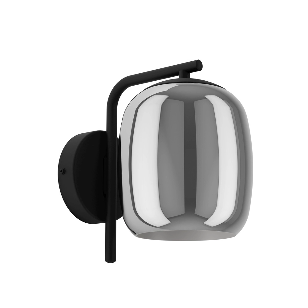 Sleek wall lamp Ciampino Ø 15cm - with smoke glass