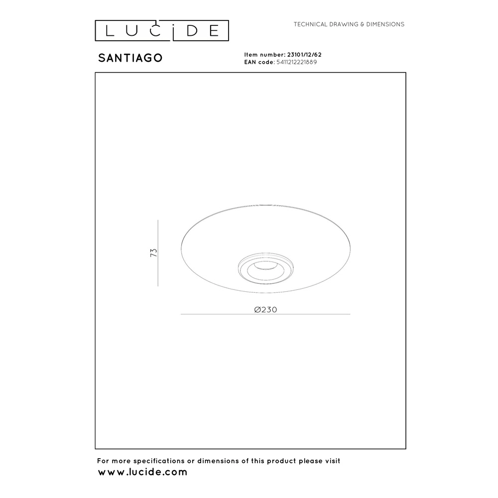 Led ceiling light Santiago Ø 23cm - champagne with amber glass Premium by Lucide 5411212221889